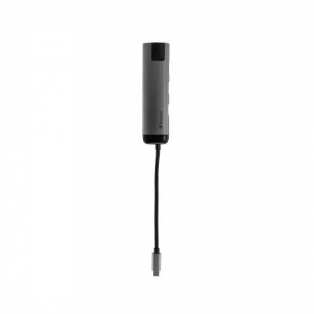 USB ethernetový sieťový adaptér s USB hubom, 4 porty, USB 3.0, USB-C, HDMI, VERBATIM 2