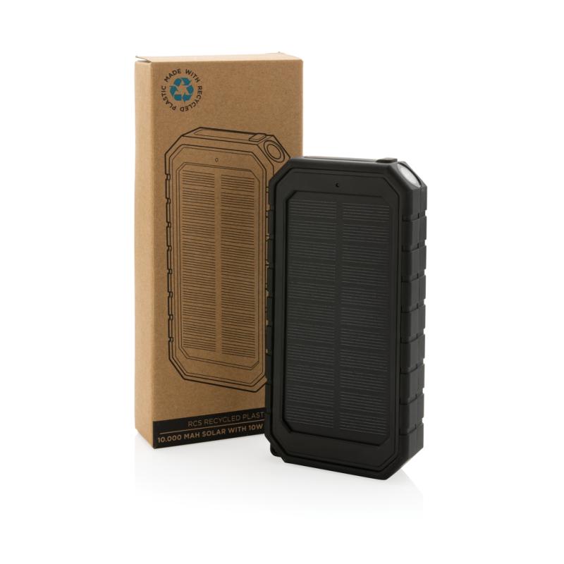 Bezdrôtová solárna powerbanka 10000mAh 10W z RCS rec. plastu čierna 10