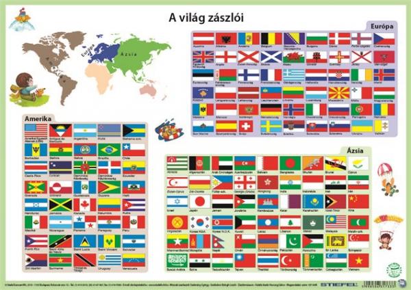 Podložka na stôl, obojstranná, A3, STIEFEL "Világ zászlói - Vlajky sveta" - výrobok v MJ 1