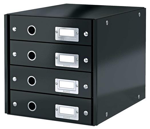 Zásuvkový box, polaminovaný kartón, 4 zásuvky, LEITZ "Click&Store", čierna 1
