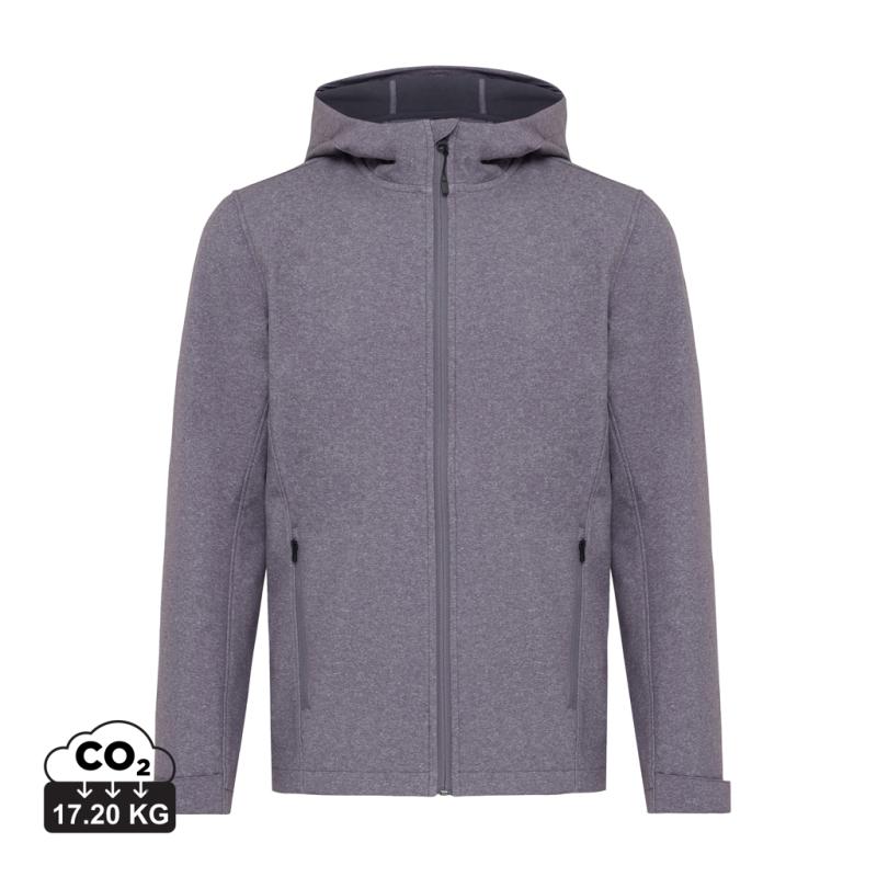 Pánska soft shell bunda IQONIQ Makalu z recykl. polyesteru vulcano heather grey XL