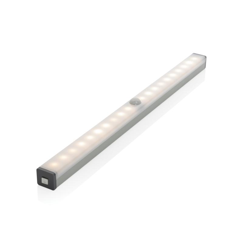 Veľké LED svetlo s pohybovým senzorom a USB nabíjaním strieborná 1