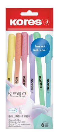 Gulôčkové pero, 1,0 mm, s uzáverom, trojuholníkový tvar, KORES "KOR-M Pastel", modré