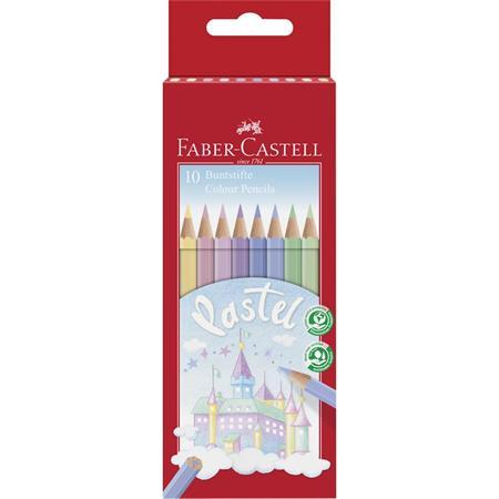 Farebné ceruzky, sada, šesťhranné, FABER-CASTELL, 10 rôznych pastelových farieb 1