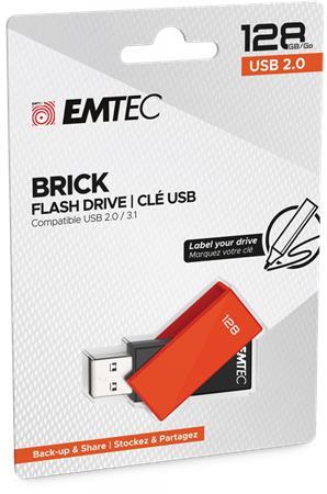 USB kľúč, 128GB, USB 2.0, EMTEC "C350 Brick", oranžová 1