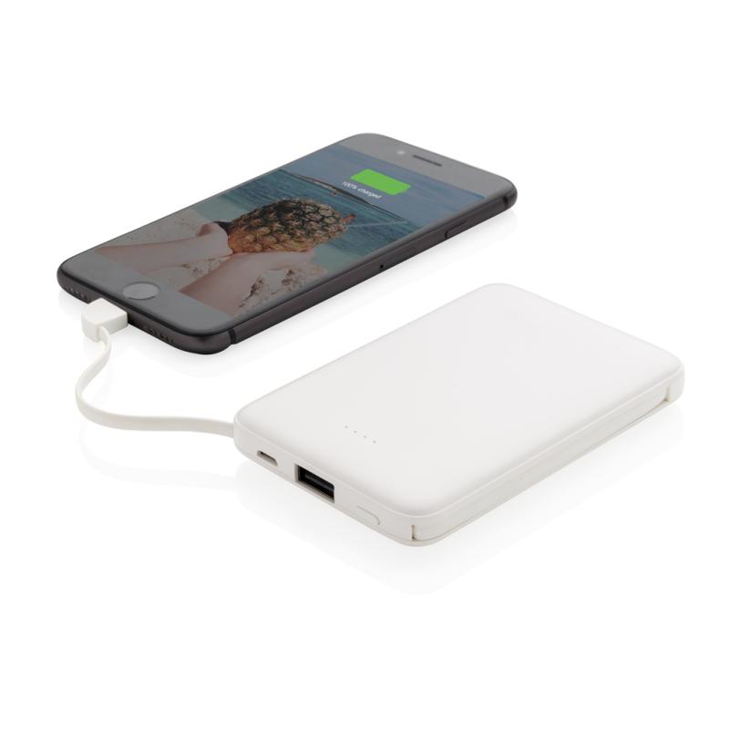 Vrecková powerbanka 5 000 mAh s integrovaným káblom biela 6