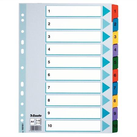 Register, kartón, A4, 1-10, ESSELTE "Mylar"
