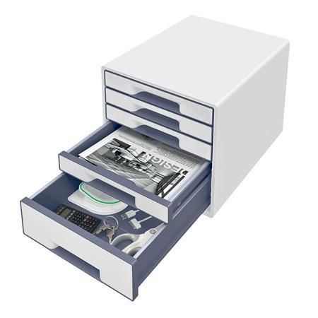 Zásuvkový box na dokumenty, plastový, 5 zásuviek, LEITZ "Wow Cube", biely/sivý 2