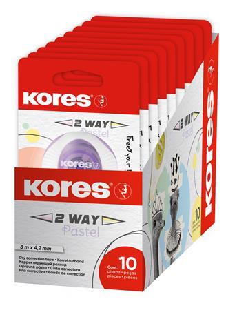 Korekčný roller, 4,2 mm x 8 m, KORES "2WAY Pastel", mix pastelových farieb 7