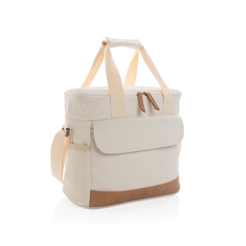 Veľká chladiaca taška Impact z 16 oz. recykl. canvas AWARE™ off white 1