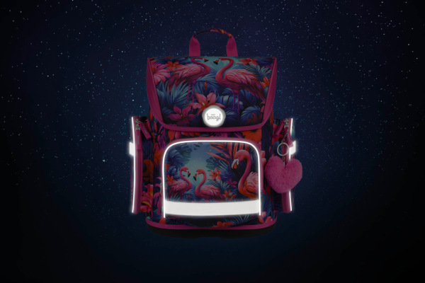 BAAGL SADA 5 Ergo Plameniaky: aktovka, peračník, vrecko, zástera, peňaženka 5