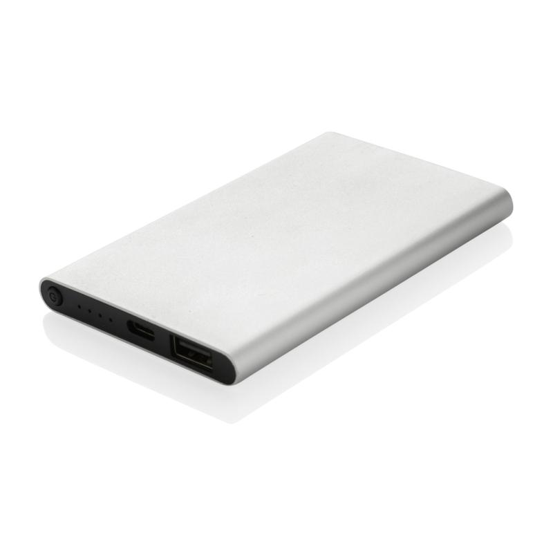 Powerbanka 4000mAh s USB C z RCS recykl. plastu a hliníka strieborná 1