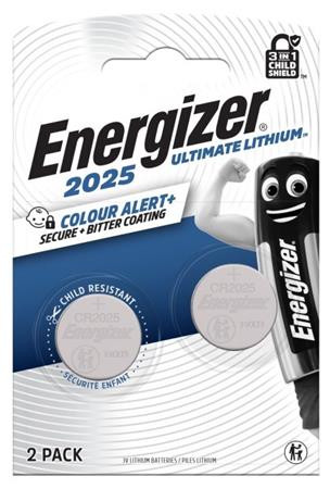 Gombíková batéria, CR2025, 2 ks, indikátor farby, ENERGIZER "Ultimate Lithium Performance"