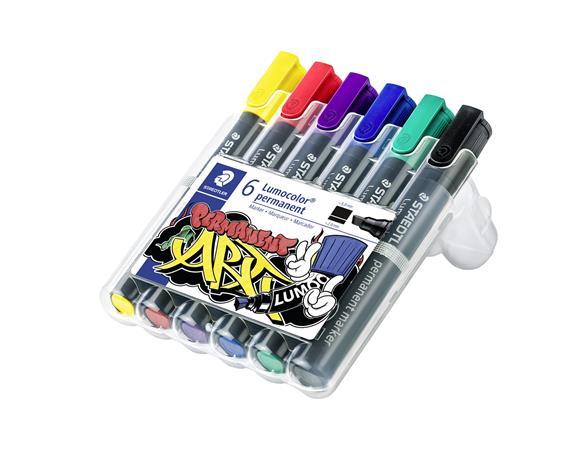 Permanentný popisovač, sada, 2-5 mm, STAEDTLER "Lumocolor 350", 6 rôznych farieb 2