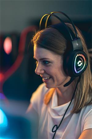 Náhlavné slúchadlá, drôtové, gaming, 2x3.5 mm jack + USB-A, SPEEDLINK "Voltor LED", čierna 6