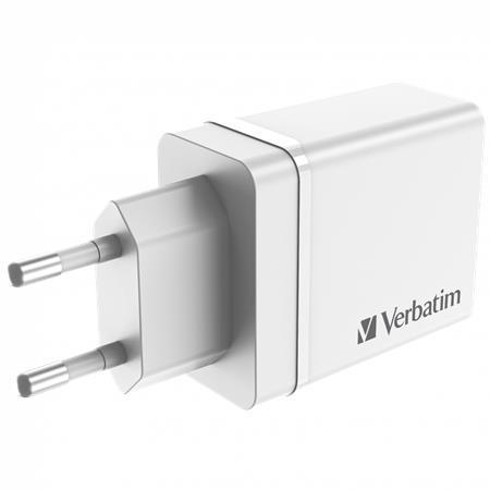 Sieťová nabíjačka, 1xUSB-C PD (20W), USB-A QC 3.0, 2xUSB-A (10W), VERBATIM, biela 4