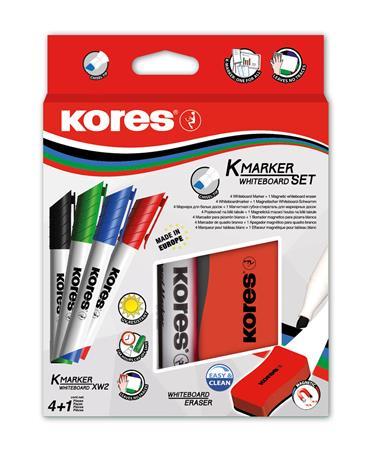 KORES Popisovač na tabule a flipchartové tabule, sada, magnetická stieka na tabule, 3-5 mm, zrez