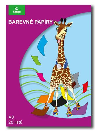 Farebný papier, A3, 80 g, 2x10 listov STEPA, mix farieb