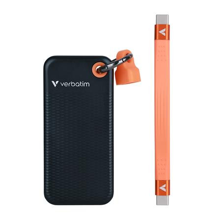SSD (externá pamäť), 1TB, USB 3.2 Gen2, VERBATIM "Pocket SSD", čierna/oranžová 3
