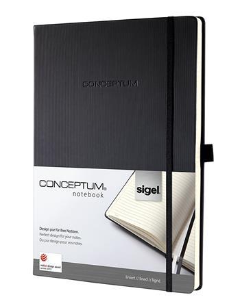 Zápisník, exkluzívny, A4, linajkový, 97 strán, tvrdá obálka, SIGEL "Conceptum", čierna 1