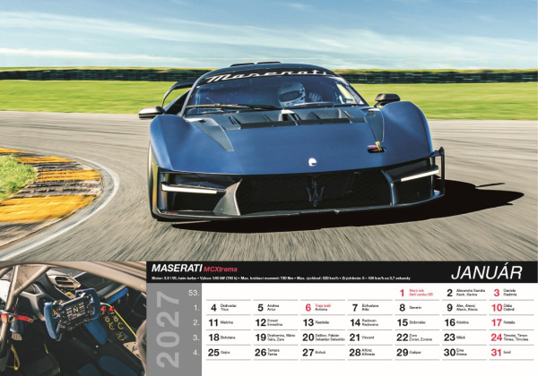 Nástenný kalendár Fast cars 2027 2