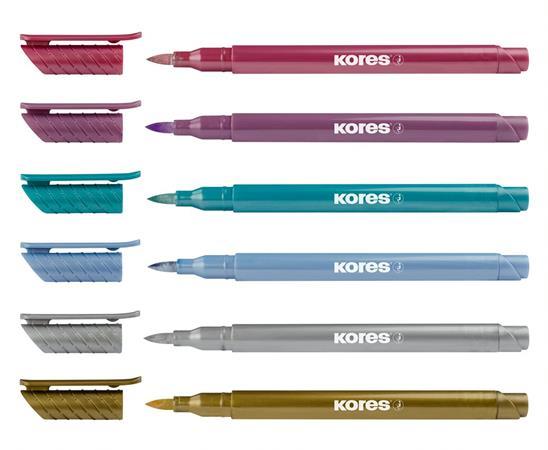 Fixky, sada, KORES "Metallic Style", 6 kovových farieb 3