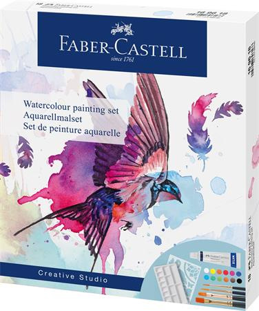 Akvarelové farby, sada, v tubusoch, s doplnkami, FABER-CASTELL "Creative Studio", 12 rôzny