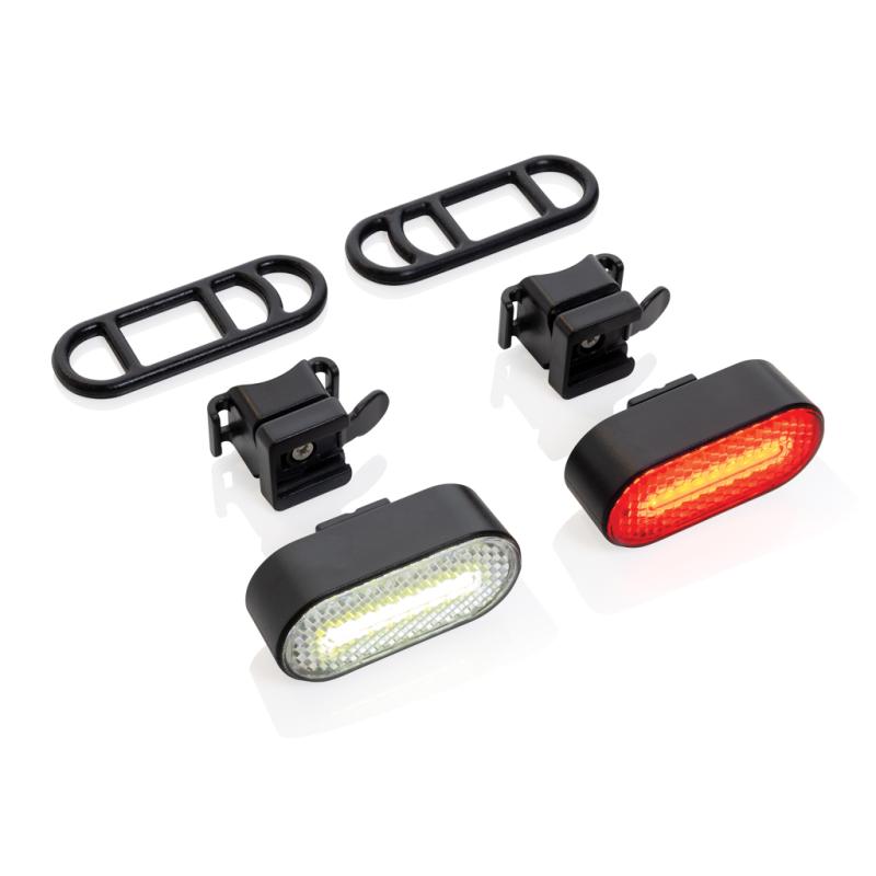 Sada USB dobíjateľných svetiel na bicykel Lumino z RCS ABS čierna 3