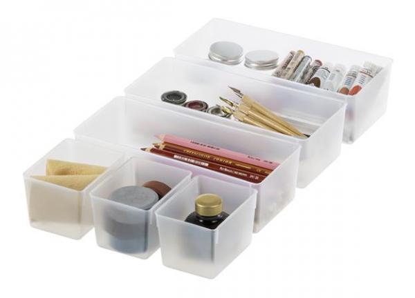 Úložný box, plastový, čierne úchytky, 7 priehradiek, SMARTSTORE "Classic 15",  priehľadný 2