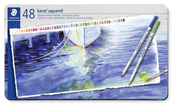 Akvarelové ceruzky, plechová krabička, STAEDTLER "Karat", 48 rôznych farieb 1