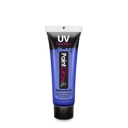 . Farba na tvár a telo, fluoreskujúca pod UV svetlom, 12 ml, neónová modrá 1