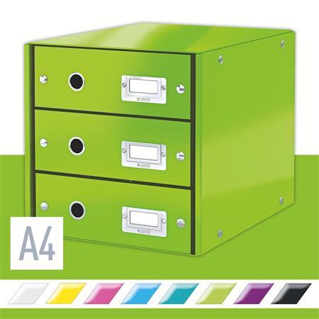 Zásuvkový box, polaminovaný kartón, 3 zásuvky, LEITZ "Click&Store", zelený 2