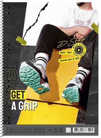 Špirálový zošit, A4+, štvorčekový, 80 listov, SHKOLYARYK "Get a grip", mix 1