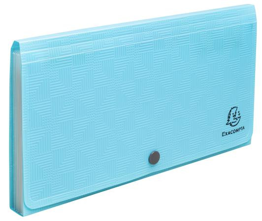 Harmoniková doska, 260x140 mm, PP, 7 priehradiek, EXACOMPTA "Pop`NCo", cyánovo modrá 2