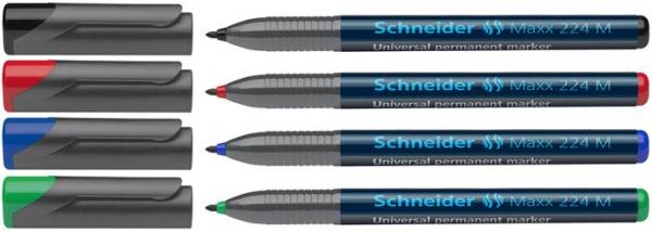 Permanentný popisovač, sada, OHP, 1 mm, SCHNEIDER "Maxx 224 M", 4 rôzne farby 2