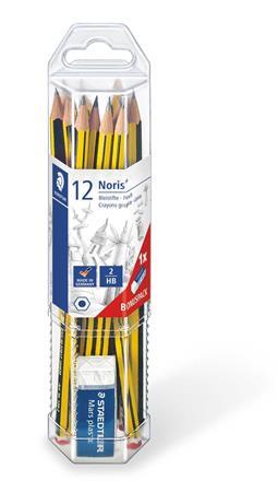 Grafitová ceruzka, sada, darček: guma, HB, šesťhranná, STAEDTLER "Noris" 1