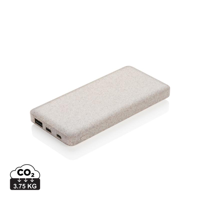 Powerbanka 10 000 mAh z pšeničnej slamy khaki