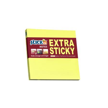 Samolepiaci poznámkový blok, 76x76 mm, 90 listov, STICK N "Extra Sticky", neónová žltá 2