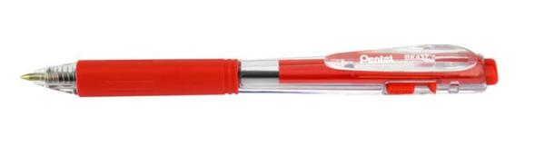 Guľôčkové pero, 0,35 mm, stláčací mechanizmus, PENTEL "BK437", červená 1