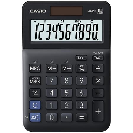 Kalkulačka, stolová, 10 miestny displej, CASIO "MS-10 F", čierna