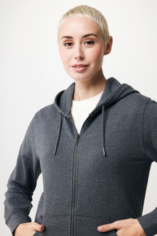 Mikina na zips s kapucňou IQONIQ Abisko z recykl. bavlny heather anthracite L 15