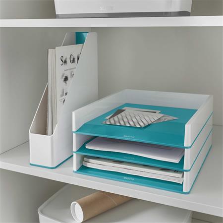 Zakladač, plastový, 73 mm, dvojfarebný, LEITZ "Wow", ľadovo modrá 3