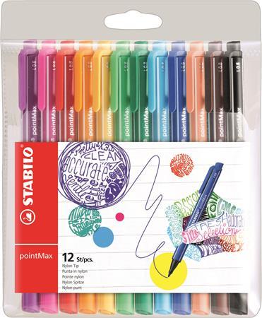 Fixky, sada, 0,8 mm, STABILO "Point Max", 12 rôznych farieb 1