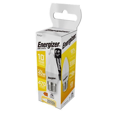 LED žiarovka, E27, sviečka, 4,9W (40W), 470lm, 3000K, ENERGIZER 1