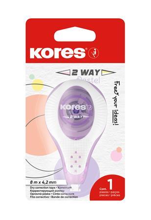 Korekčný roller, 4,2 mm x 8 m, KORES "2WAY Pastel", mix pastelových farieb 2