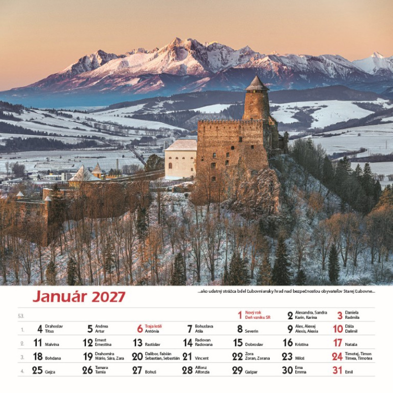 Nástenný kalendár Hrady a zámky Slovenska 2027 2