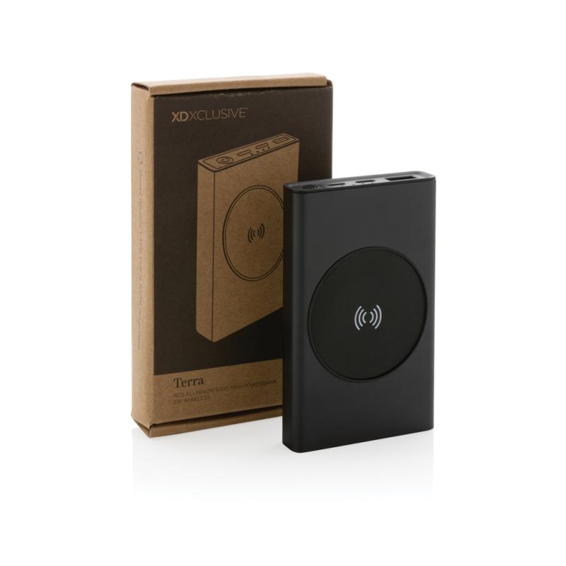 Powerbanka Terra 5000mAh s 5W Qi z RCS rec. hliníka a ABS sivá 11