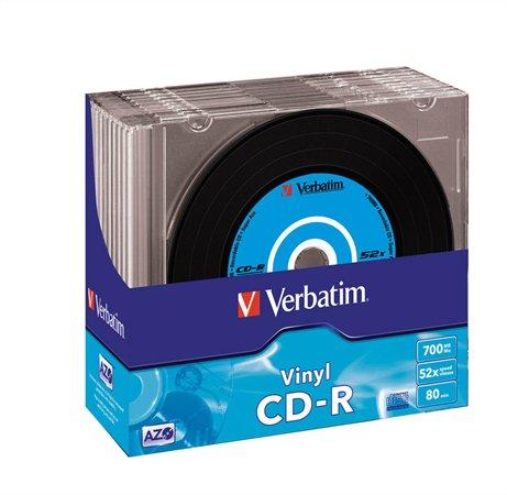 CD-R disk, AZO, 700MB, 52x, 10 ks, tenký obal, VERBATIM "Vinyl" 1