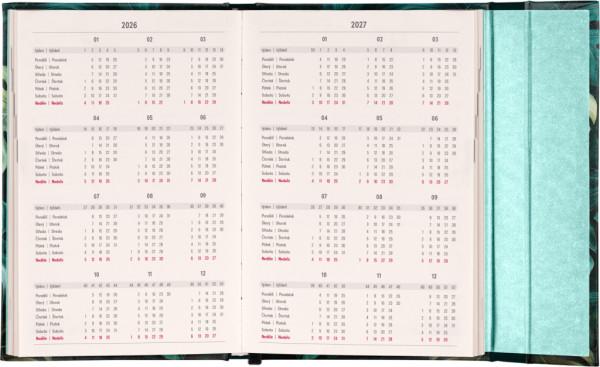 NOTIQUE Týždenný magnetický diár Monstera 2026, 11 x 16 cm 2