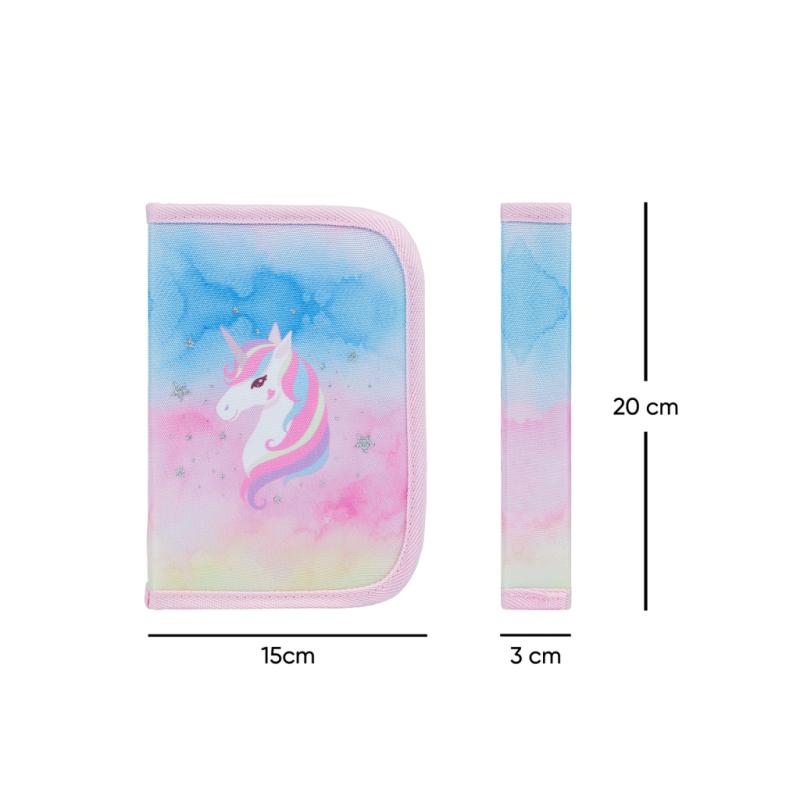 BAAGL Školský peračník klasik dve chlopne Rainbow Unicorn 4